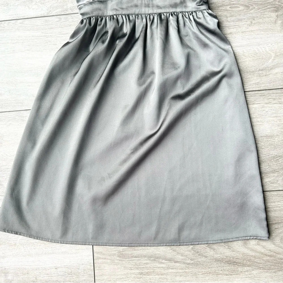 Guess Dark Grey ruffles Mock Neck Satin Dress - Picture 7 of 14